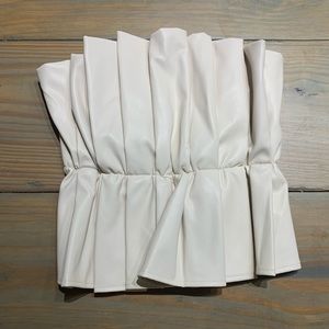 DO + BE Cream Ruffle Strapless Top